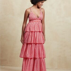 Chic Red Tiered Maxi Dress